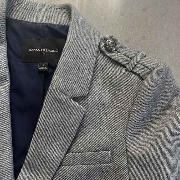 Gray Academia Style Blazer with Statement Buttons - Picture 2 of 5
